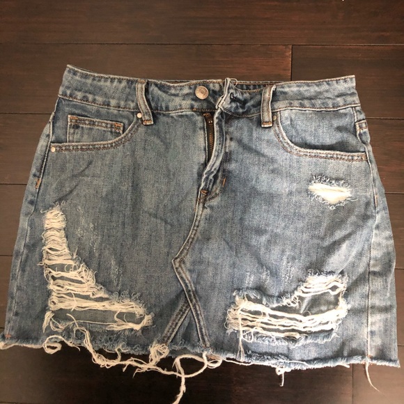 PacSun Denim - PacSun Ripped Mini Jean Skirt